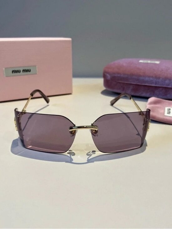 ✨ Miu Miu Rimless Pink Tinted Logo Sunglasses ✨ main image 6